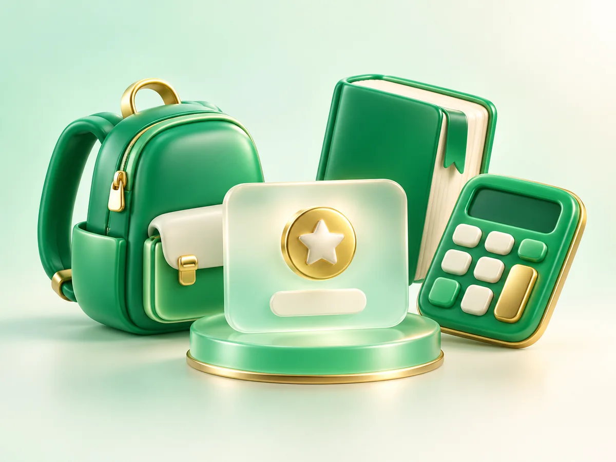 3D emerald clay graduation cap beside a subscription card