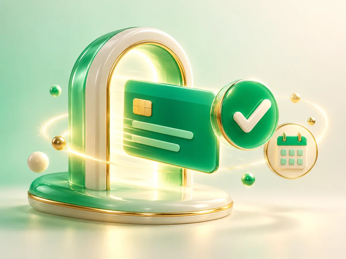 3D emerald clay illustration of a subscription card and a chat bubble